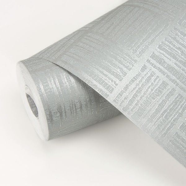 Glint Silver Distressed Geometric Wallpaper