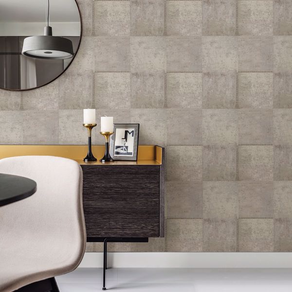 Vela Taupe Distressed Geometric Wallpaper