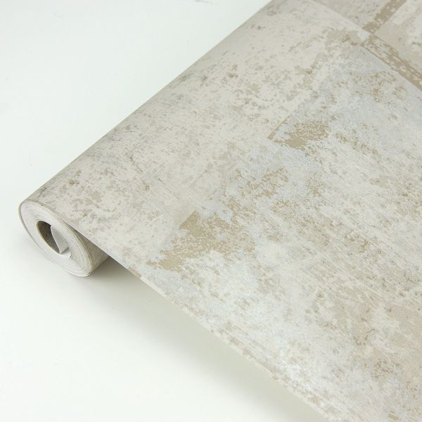 Vela Taupe Distressed Geometric Wallpaper