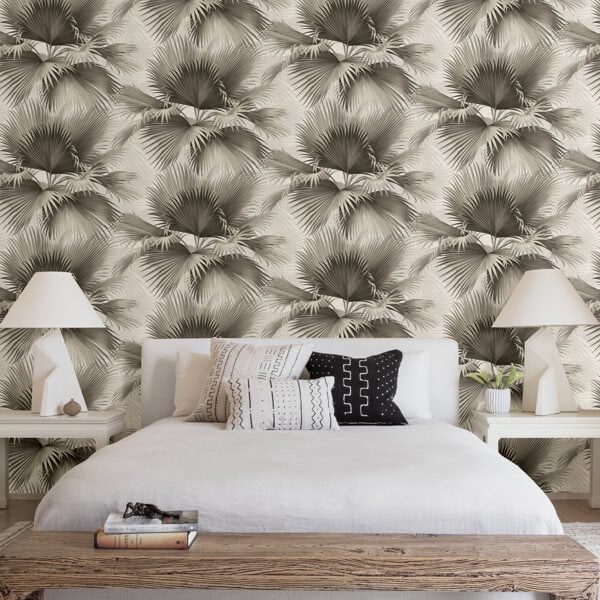 Summer Palm Charcoal Tropical Wallpaper