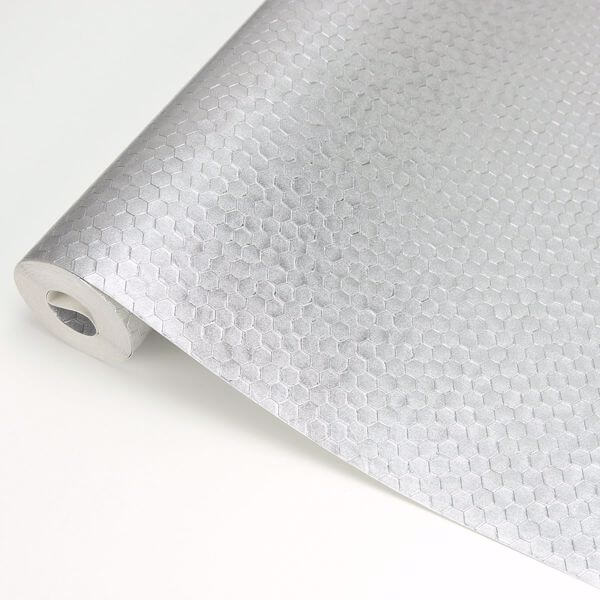 Carbon Silver Honeycomb Geometric Wallpaper
