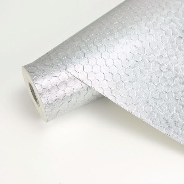 Carbon Silver Honeycomb Geometric Wallpaper