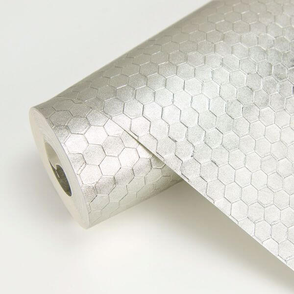 Carbon Platinum Honeycomb Geometric Wallpaper