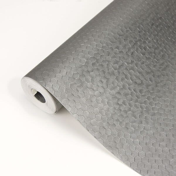 Carbon Pewter Honeycomb Geometric Wallpaper