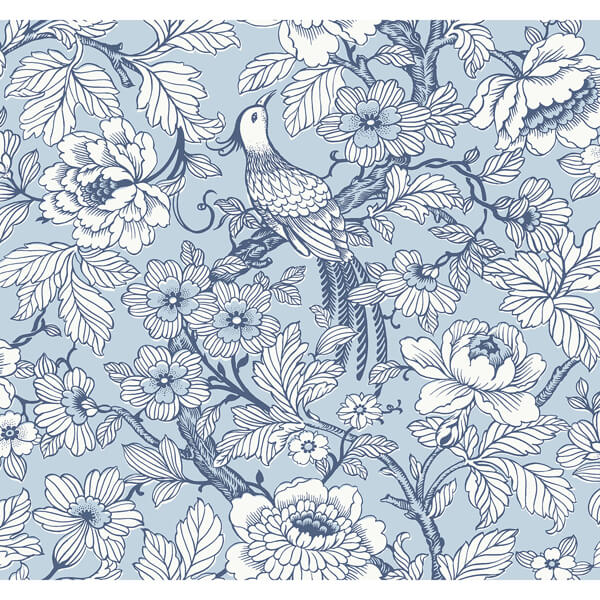 Beaufort Light Blue Peony Chinoiserie Wallpaper