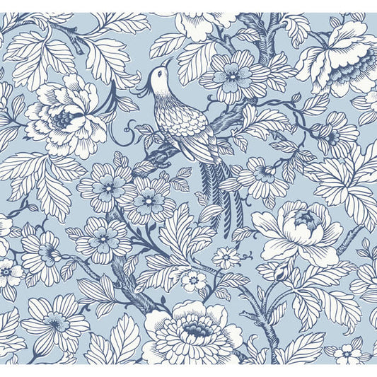Beaufort Light Blue Peony Chinoiserie Wallpaper