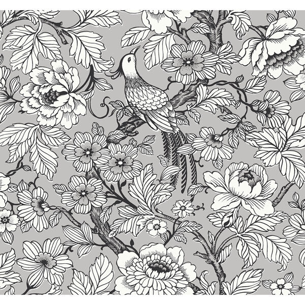 Beaufort Silver Peony Chinoiserie Wallpaper
