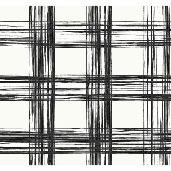 Scarborough Black Striated Plaid Wallpaper