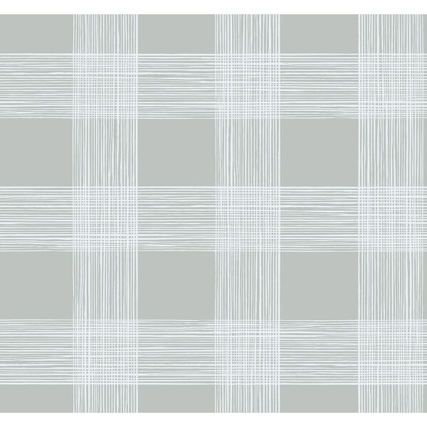 Scarborough Grey Striated Plaid Wallpaper