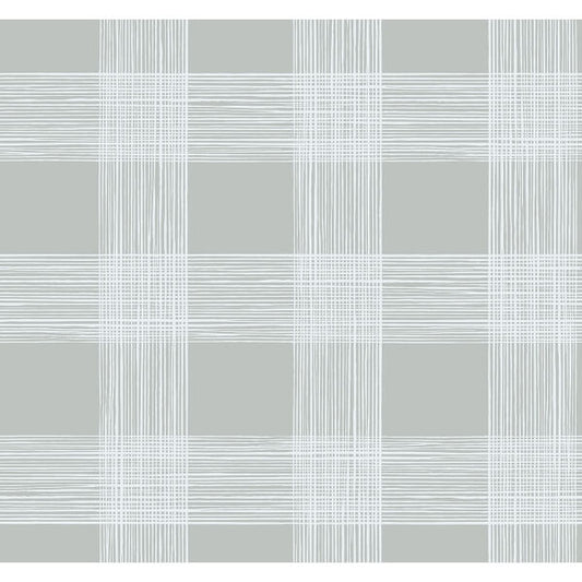 Scarborough Grey Striated Plaid Wallpaper
