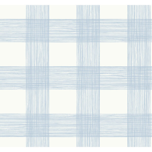 Scarborough Light Blue Striated Plaid Wallpaper