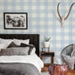 Scarborough Light Blue Striated Plaid Wallpaper