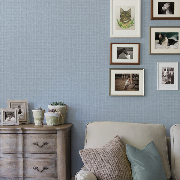 Marblehead Bluebell Basket Weave Wallpaper