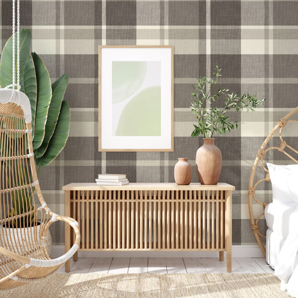 Madaket Charcoal Plaid Wallpaper