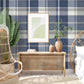 Madaket Indigo Plaid Wallpaper