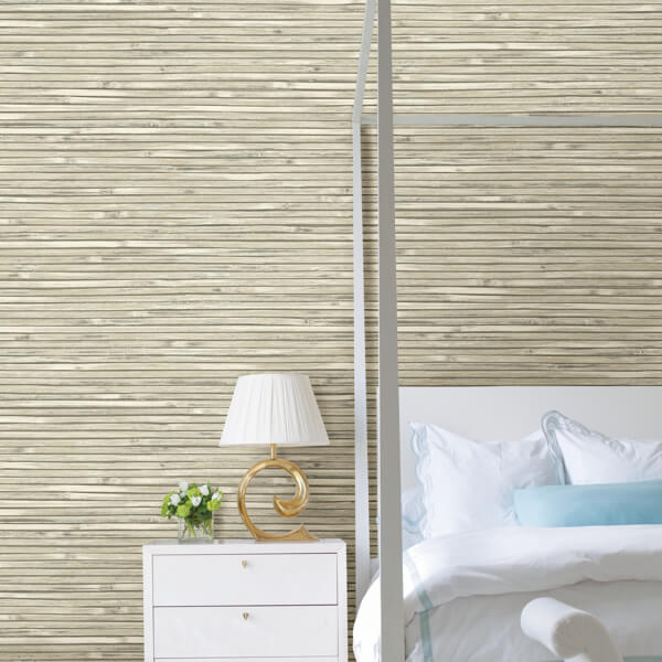 Bellport Ivory Wooden Slat Wallpaper