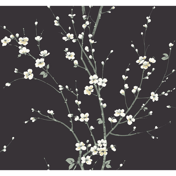 Monterey Black Floral Branch Wallpaper