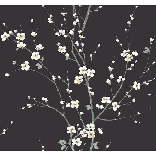 Monterey Black Floral Branch Wallpaper