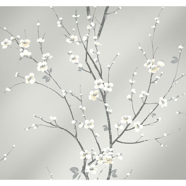 Monterey Silver Mist Floral Branch Wallpaper