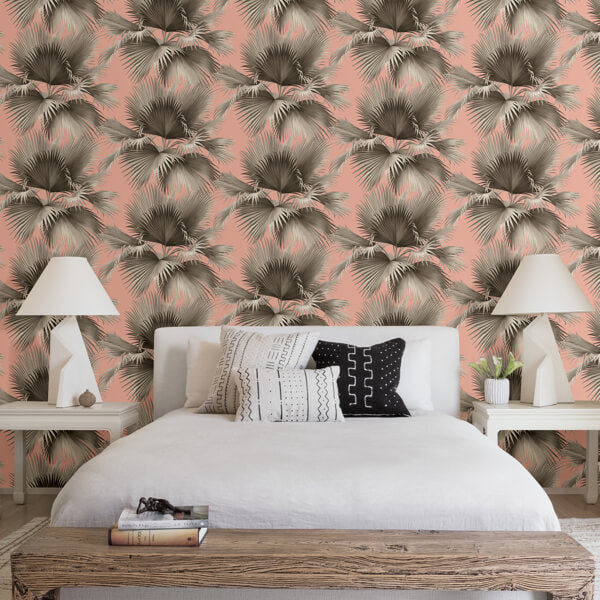 Summer Palm Blush Tropical Wallpaper