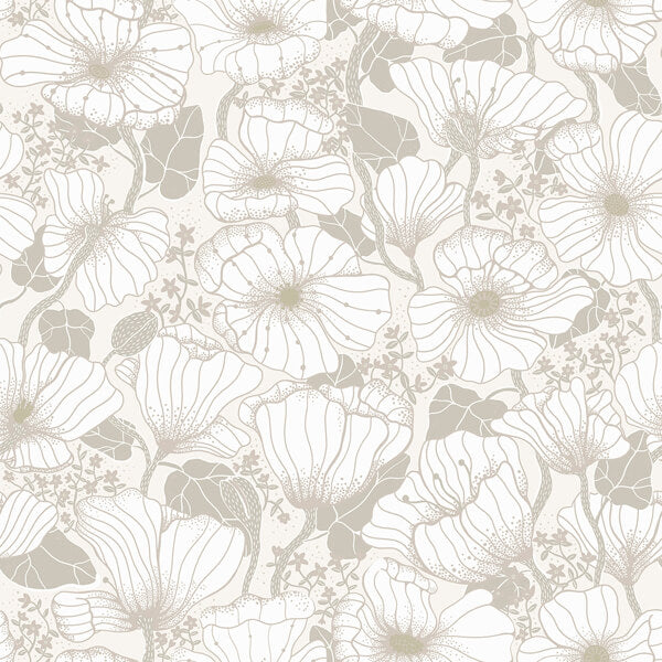 Matilda Grey Poppy Fields Wallpaper