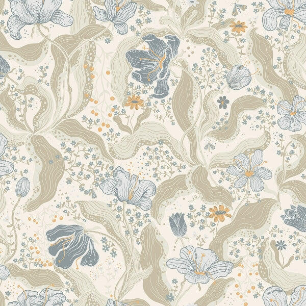 Bodri Light Blue Tulip Garden Wallpaper