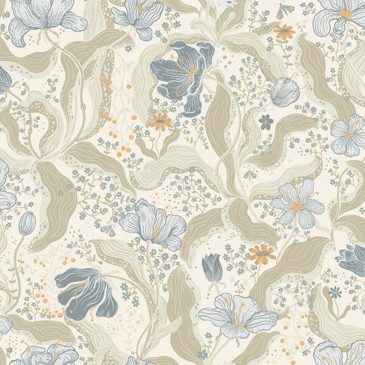 Bodri Light Blue Tulip Garden Wallpaper