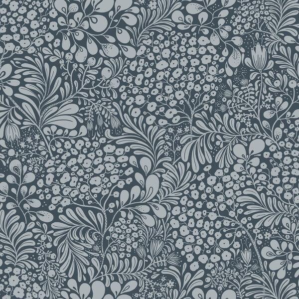 Siv Dark Blue Botanical Wallpaper