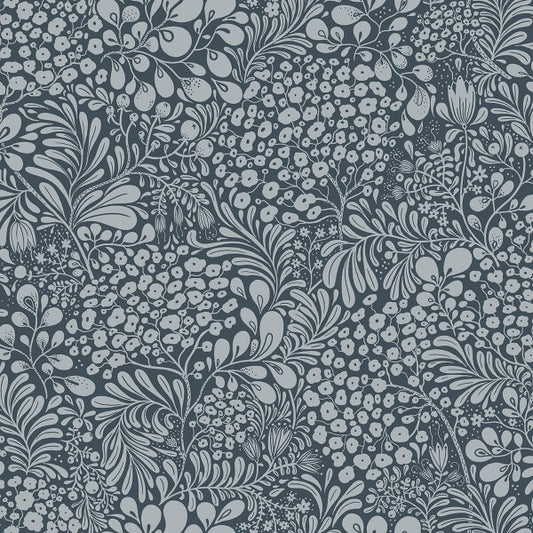 Siv Dark Blue Botanical Wallpaper