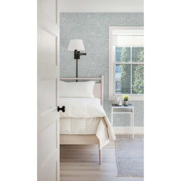 Siv Light Blue Botanical Wallpaper