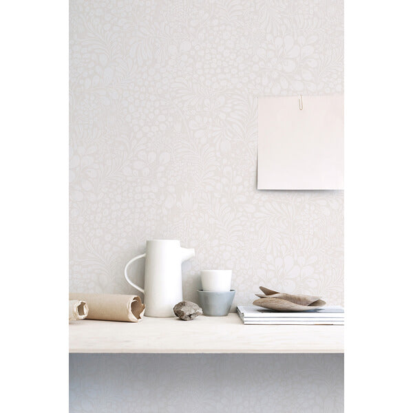 Siv Light Grey Botanical Wallpaper