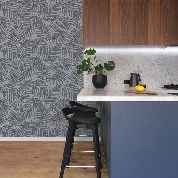 Lanai Pewter Fronds Wallpaper