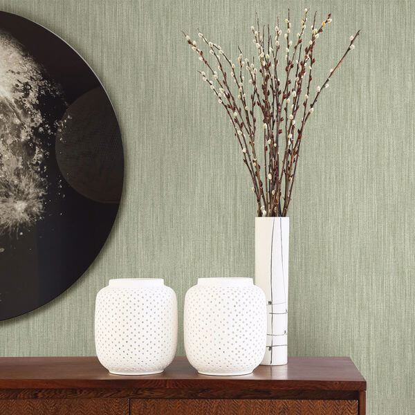 Chiniile Sage Linen Texture Wallpaper