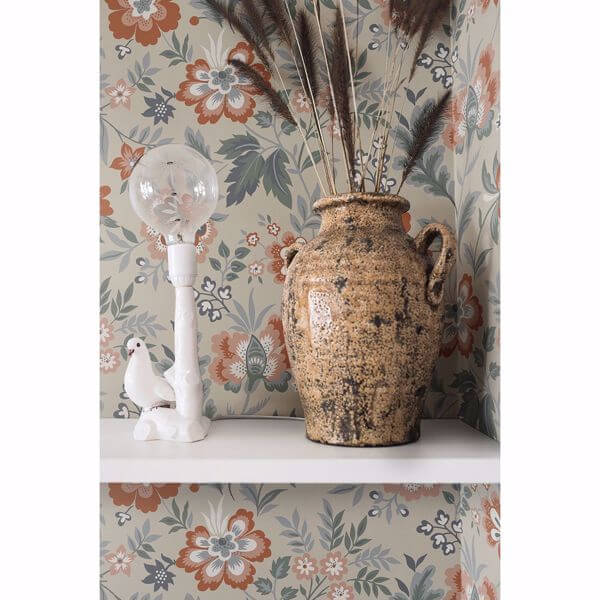 Athena Beige Floral Wallpaper