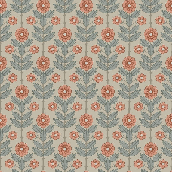 Aya Beige Floral Wallpaper