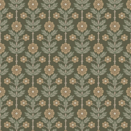 Aya Green Floral Wallpaper