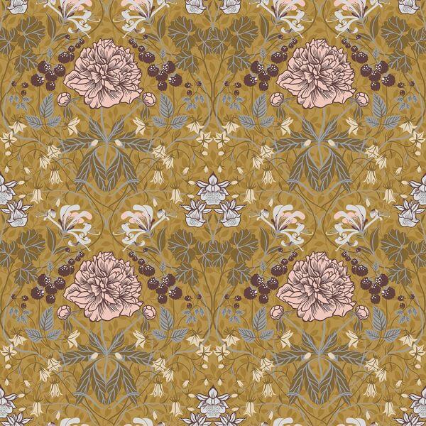 Celestine Mustard Floral Wallpaper