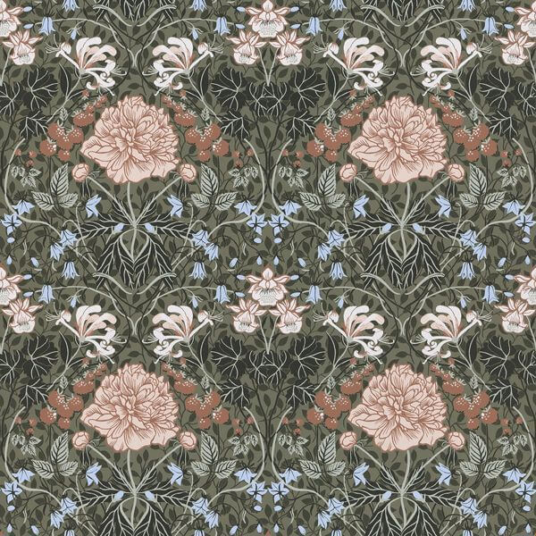 Celestine Green Floral Wallpaper