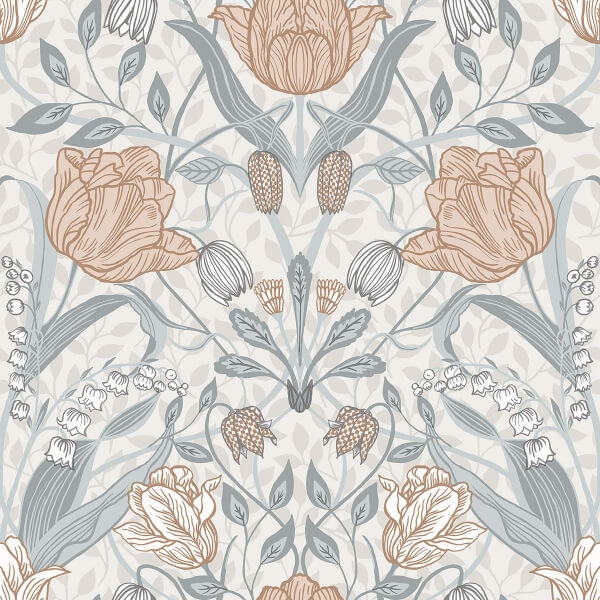 Tulipa Off White Floral Wallpaper