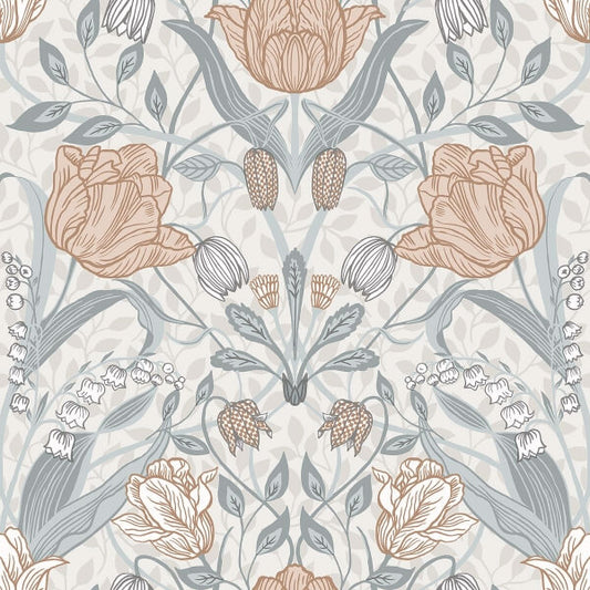 Tulipa Off White Floral Wallpaper