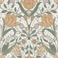 Tulipa Green Floral Wallpaper