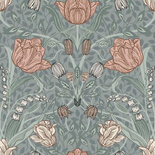 Tulipa Sage Floral Wallpaper