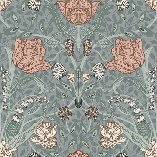 Tulipa Sage Floral Wallpaper