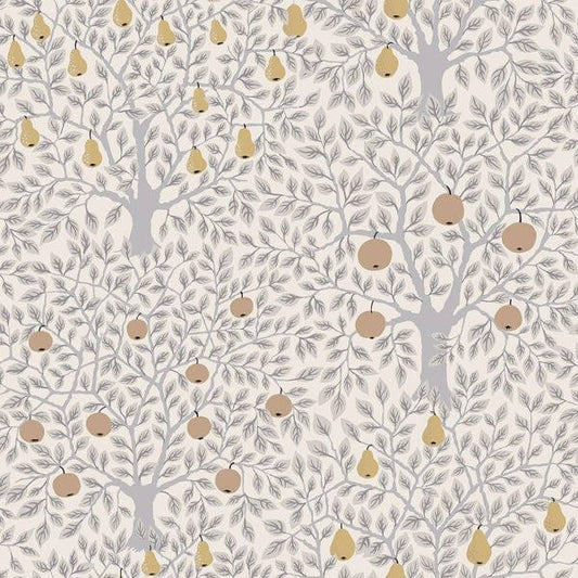 Pomona Light Grey Fruit Tree Wallpaper