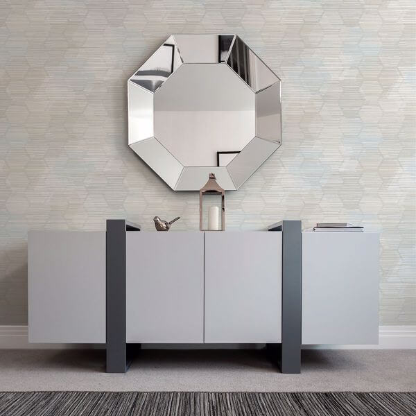 Jabari Grey Geometric Faux Grasscloth Wallpaper