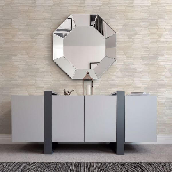 Jabari Beige Geometric Faux Grasscloth Wallpaper