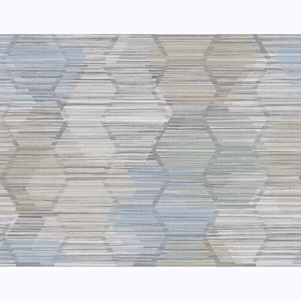 Jabari Light Blue Geometric Faux Grasscloth Wallpaper