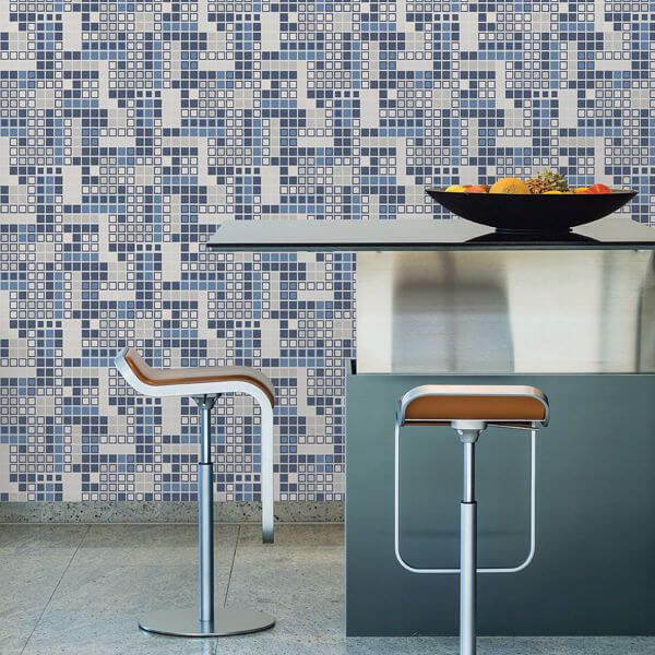 Bantry Blue Geometric Wallpaper