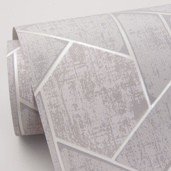 Granada Light Grey Grey Geometric Wallpaper