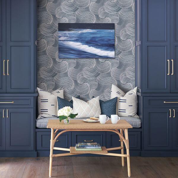 Karson Blue Swirling Geometric Wallpaper